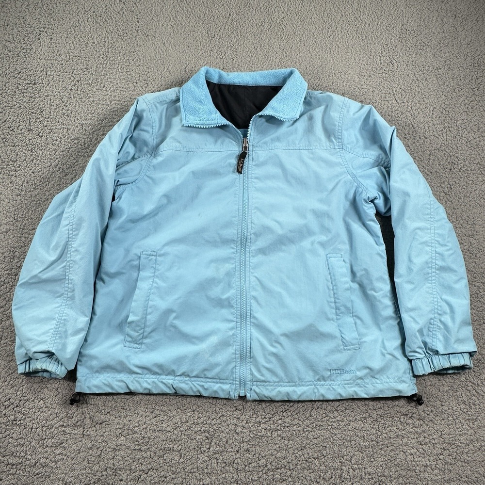 LL Bean Womens Jacket Fleece Lined Reversible Coat Size L Regular 0XV65 Outdoors